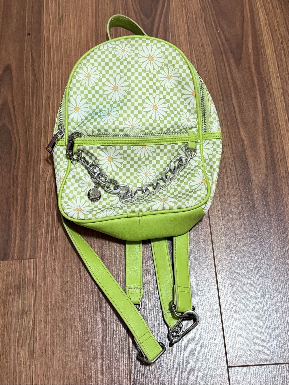 Steve Madden Lime Daisy Checker Mini Backpack